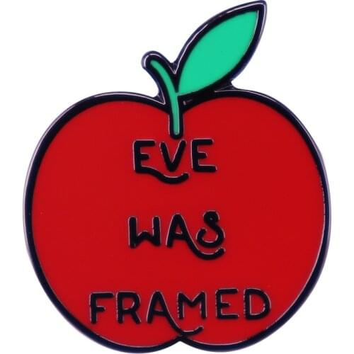 Eve Was Framed Apple Badge 70s Inspired Classic Feminist Pins Atheist Gift
