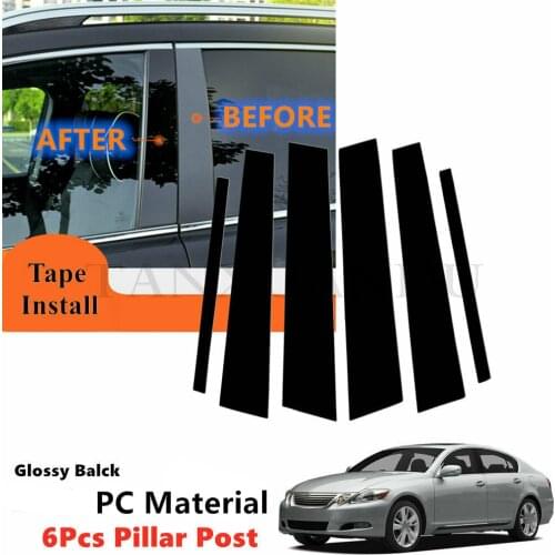 PC 6Pcs Kit Fit For LEXUS GS 2006-2011 GS450h GS350 GS460 Side Window Post Gloss Black Trim Door Pillar Cover Piano Posts Black