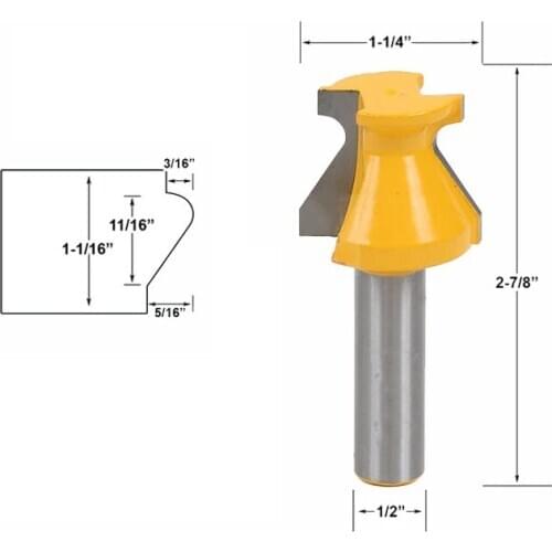 1pc 12mm 1/2" Shank Door Lip & Finger Grip Router Wood Concave Cleaning Milling Cutter Solid Hardened Steel Bits 03091
