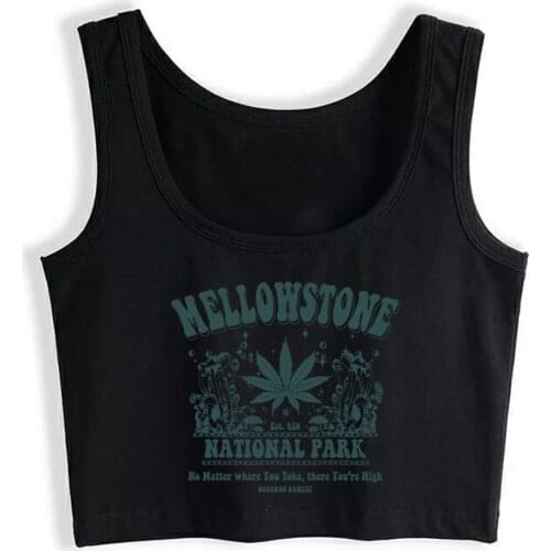 Crop Top Female Mellowstone Psychedelic 1 Comic Inscriptions Print Tops Women