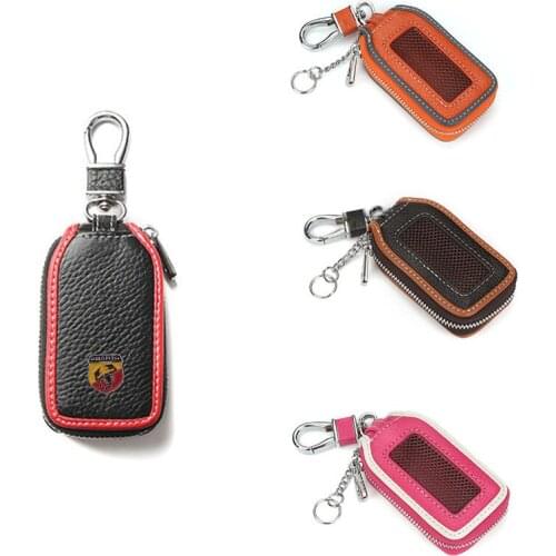 KUNBABY Top Men/Womens New Fashion Genuine Leather Car Keys Bag Keys Chains Case Holder Leather Key Wallet For Abarth