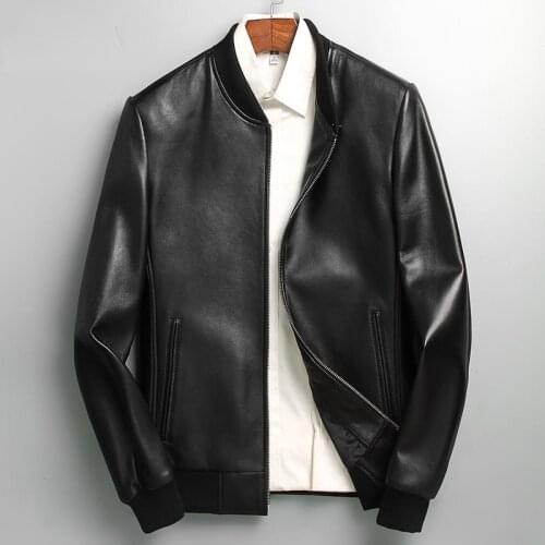 2021 Spring Autumn New Fashion Mens Genuine Leather Jacket 100% Sheepskin Real Leather Coat Slim Motorcycle Riding Jacket B295