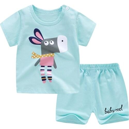 Summer 2021 Thin Baby Clothing Kids Cotton Short-sleeved Two Piece Set Baby Fashion Casual Clothing