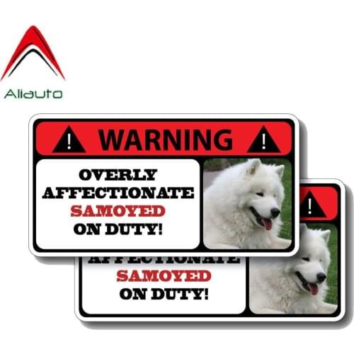 Aliauto Cute Car Sticker Overly Affectionate Samoyed ON DUTY PVC Decal Waterproof Sunscreen Anti-UV Cover Scratch,2* 15cm*8cm