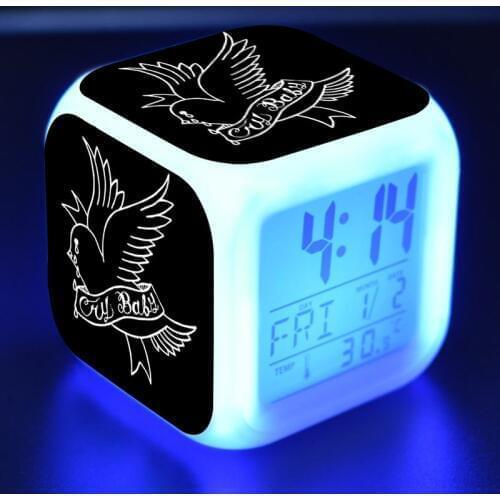 Lil Peep Model LED Alarm Clock Colorful Flash Light Glow in the Dark Desk Decor Music Figure Toys