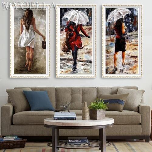 MYCELLA DIY 5D Diy Diamond Painting Cross Stitch Embroidery Umbrellas Woman Crystal Full Diamond Sets Landscape Decorative