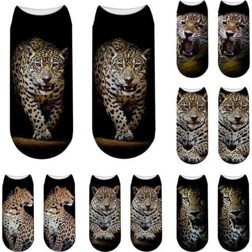 New Low Ankle Socks 3D Printed Animal Leopard Pattern Cotton Socks Sports Cycling Elastic Socks Happy Socks For Female dropship