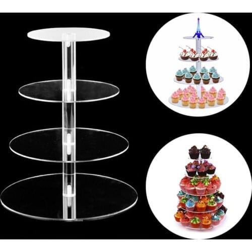 Clear 3/4/5 Tier Acrylic Wedding Cake Stand Crystal Cup Cake Display Shelf Cupcake Holder Plate Birthday Party Decoration Stands