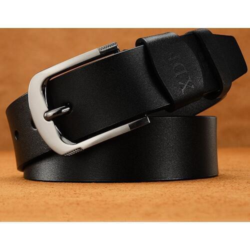 High Quality Cowhide Leather Belts for Men Designer Brand Strap Male Pin Buckle Vintage Jeans Belt 120cm Long Waist KZR002