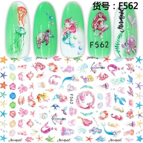 Mermaid nail art stickers 10PCS classic marine starfish line nail art decals repair decorative fish accessories