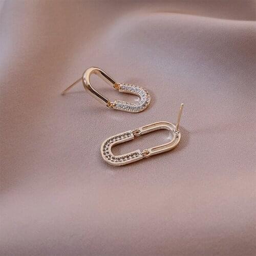 XIYANIKE Ellipse Stud Earrings Vintage Rhinestone Alloy Ear Accessories 2021 New For Women Fashion Party Jewelry Gift Brincos