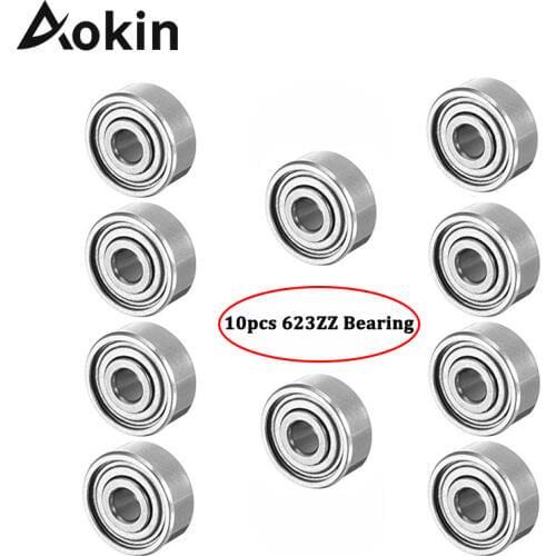 Aokin 10pcs 623ZZ Bearing 3mmx10mmx4mm Double Shielded Miniature Deep Groove Ball Bearing for 3D Printers Parts
