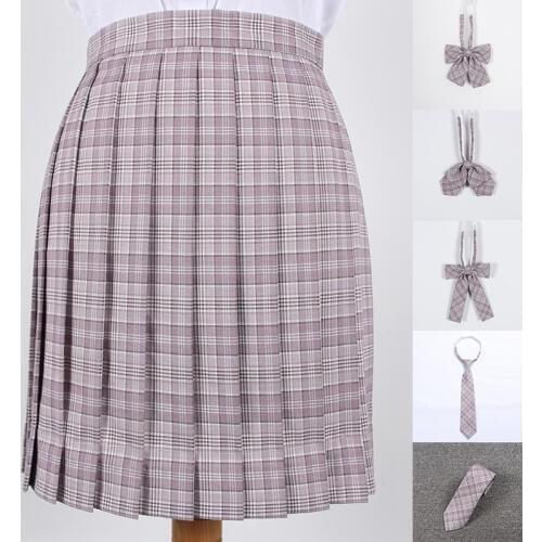 School Dresses Pleated Skirt JK Uniform Skirt Student High Waist Anime Sailor Suit Skirt Plaid Light Purple White Plaid Pleated
