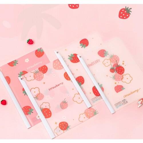 Cute Strawberry A4 Rotating Draw Rod Clip Data Storage Book Waterproof Dirt-resistant Folder Kawaii Learning Office Supplies