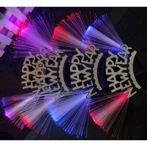 LED Flashing Birthday Christmas Happy New Year Headbands Fiber-optic Hair Hoops Headpiece Sanse Concert Party Dance Manufacturer