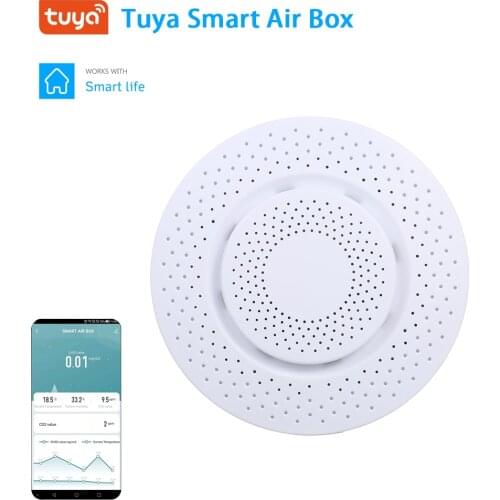 Tuya Smart Wifi Air Quality Monitor, Formaldehyde Detector VOC Carbon Dioxide CO2 Sensor Meter with App Alarm and Data Logger