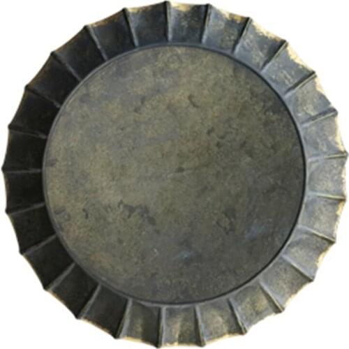 Unique Floral Rim Handcrafted Vintage Antique Metal Tray Ribboned Round Iron Tray Rustic Retro Tray For Home