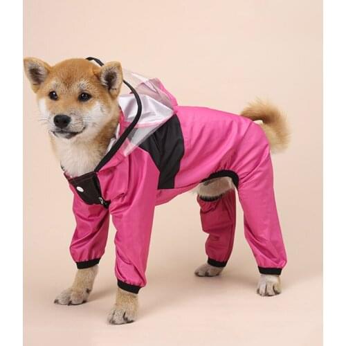 Waterproof Dogs Raincoat with Transparent Hood Doggy Full Body Rainoat with Sleeves Pet Jacket for Small Medium Large Dogs Cats