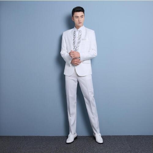 High quality Sequin suit Korean Slim stage chorus costume mens Suits singer host Men clothing fashion Grooms wedding dress
