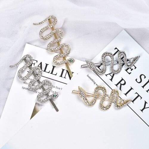1 Pcs Crystal Snake Hairpins Full Rhinestones Hair Clips Pins Party Headpiece Hairgrips Hair Pin Barrettes Women Girl Gifts
