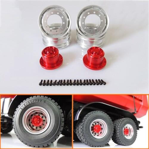 1 Pair Rear Bimetallic Wheel Upgrade for 1/14 Tamiya RC Truck Trailer Tipper Scania MAN Benz Actros Volvo Car Diy Parts