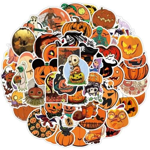 10/30/50PCS Horror Halloween Pumpkin Cartoon Stickers DIY Bike Skateboard Fridge Laptop Luggage Cool Graffiti Waterproof Sticker