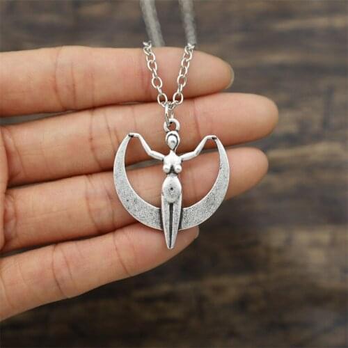 12pcs Wiccan Triple Moon Goddess Pendant Necklace Witchcraft Magic Supernatural Amulet Jewelry