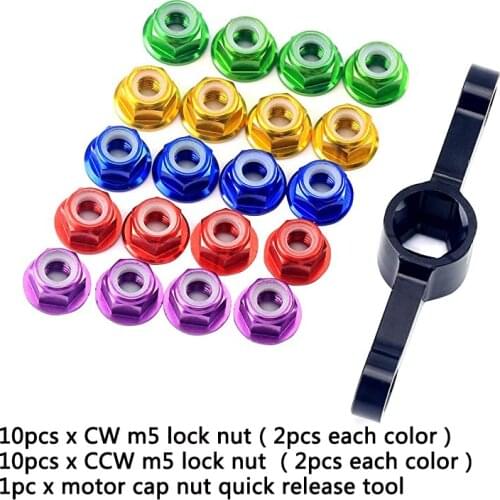 20Pcs M5 Motor Screw Props Nut Flange Nut Propeller Adapter Release Wrench CW CCW for RC FPV Racing Drone 2204 2205 2306 Motor