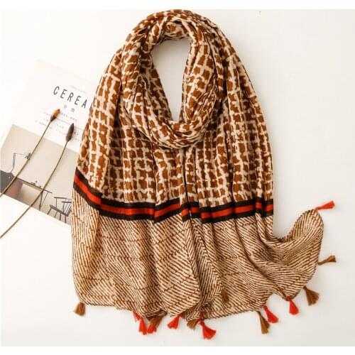 2021 Fashion Autumn Women Viscose Scarf Bohemian Plaid Striped Tassel Beach Shawls and Wraps Female Foulard Echarpe Muslim Hijab
