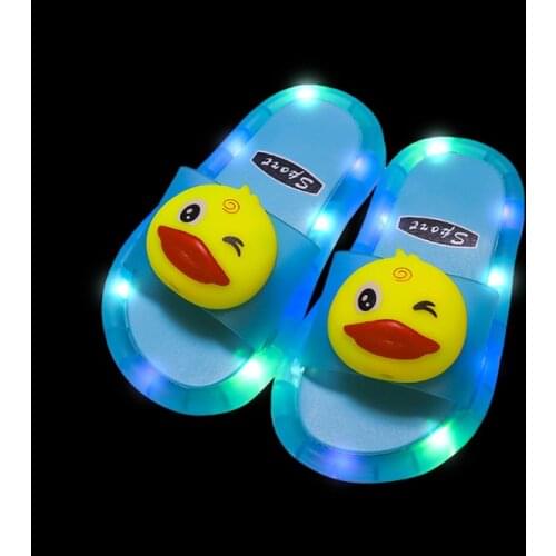2021 NEW Boy Children LED Garden Shoes Kids Slippers Baby Bathroom Sandals Kids Shoes for Girl Light Up Ugly Duckling Blue