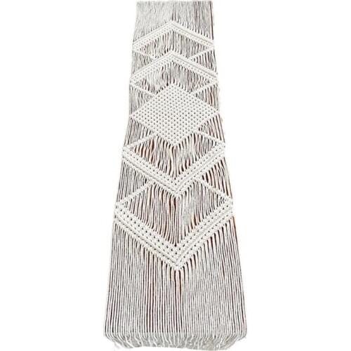 34x200CM Hollow Out Macrame Table Runner Boho Wedding Decoration Nordic Style Boho Table Runner With Tassels Drop