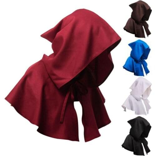 5 Colors Witchcraft Hooded Cloak Top Halloween Carnival Costume Short Robe Medieval Cape Witch Wizard Vampire Fun Outfit