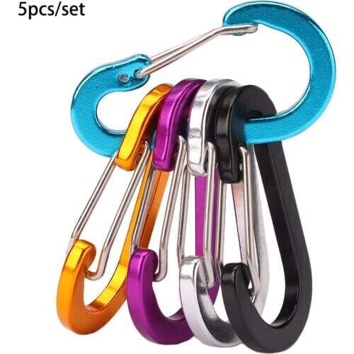 5Pcs/lot Fishing Aluminum Alloy Carabiner Keychain Outdoor Camping Climbing Snap Clip Lock Buckle Hook Fishing Tool 9Color