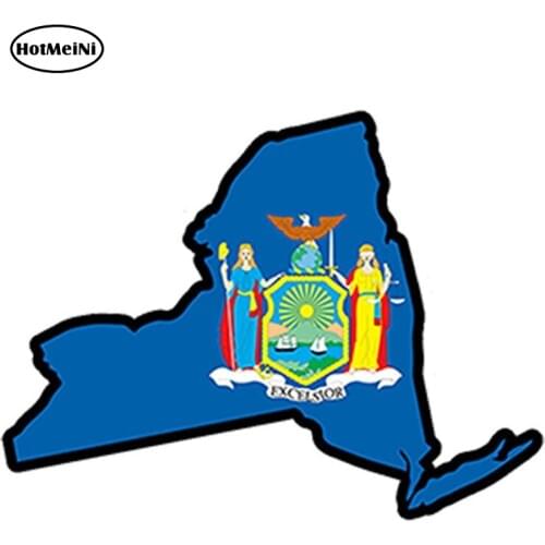 HotMeiNi 13cm x 9.2cm Car Styling New York State Flag Map JDM Printed Vinyl Decal Car Sticker Ny Usa Waterproof Accessories