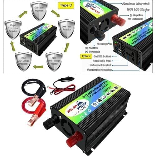 300W Car Power Inverter Converter DC 12V AC 220V Voltage Transformer Power Converter 2 USB Ports Adapter Portable Auto Modified