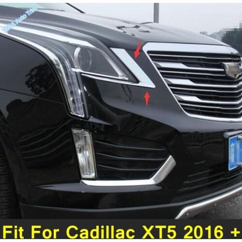 Lapetus Auto Styling Front Headlight Lamp Eyelids Eyelashs Lid Cover Trim For Cadillac XT5 2016 - 2021 ABS External Spare Parts