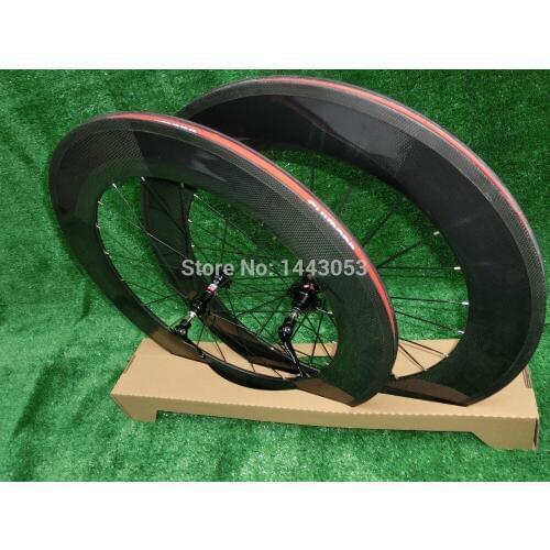 Crazy sale 88mm bike carbon tubular/clincher wheels 700C with free shipping