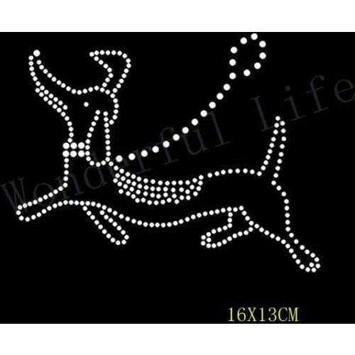 Free Shipping hotfix rhinestones running dog design Heat transfer design iron on motifs DIY motif