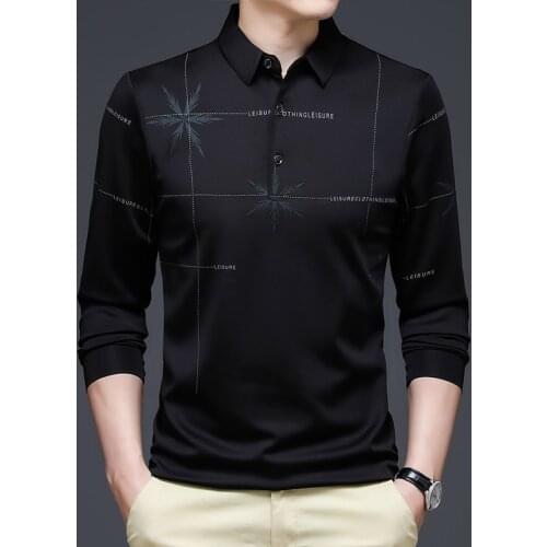 BROWON Spring Autumn Brand Casual Polo Shirts Men 2021 Long Sleeve Turn-down Collar Shirt Breathable Maple Leaf Pattern Men Tops