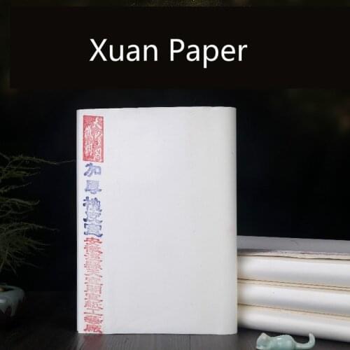 100 Sheets Xuan Paper Chinese Four Feet Semi-Raw Rice Paper For Chinese Calligraphy Landscape Flowers and Birds Painting
