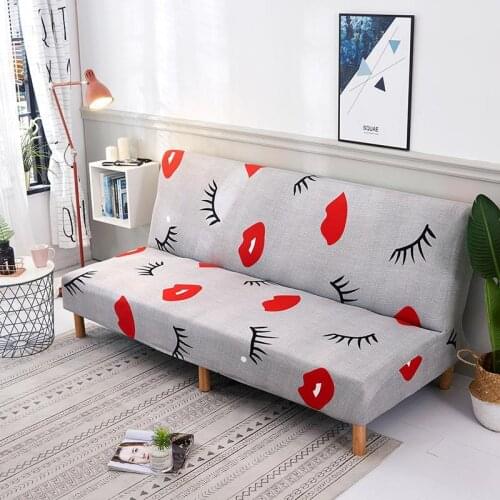 Spandex Big Elastic Sofa Bed Cover Armless Folding Sofa Couch Cover Slipcovers for Living Room Removable Soft Material