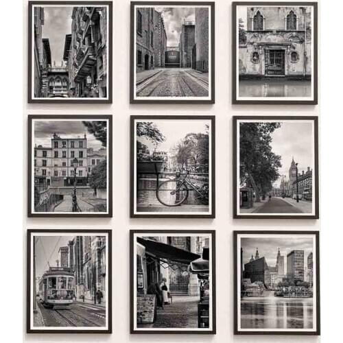 Black and White Europe Cities Photography Wall Art Canvas London Paris Poster Prints Nordic Paintings Picture for Living Room