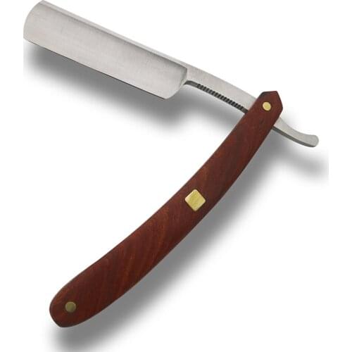 DRGSKL Classic Manual Shaving Razor, Redwood Handle Barber Hair Cut Razor Mens Face Razor Vintage Shaving Knife Carbon Steel