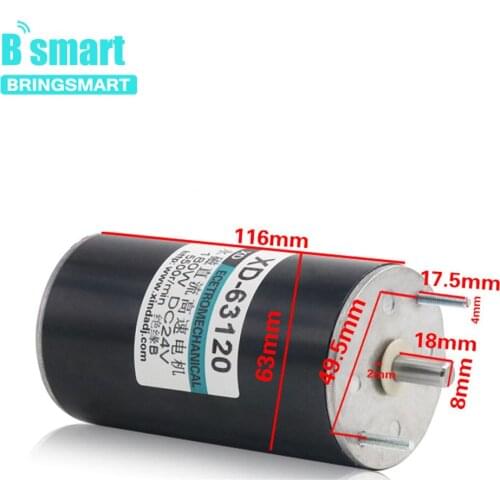 Bringsmart SR-63120 12V-24V DC Motor 180W High Speed Motor 2000/4200rpm Cw/ccw Low Noise Scraper Seal Micro Machine Lawn Mower