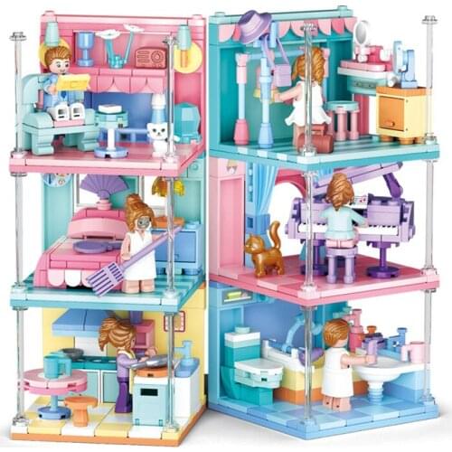 660pcs Friends Girls Toys House Room Bathroom Bedroom Classic Building Blocks Kitchen Dressing Piano Rooms Moc Bricks Kids Toys