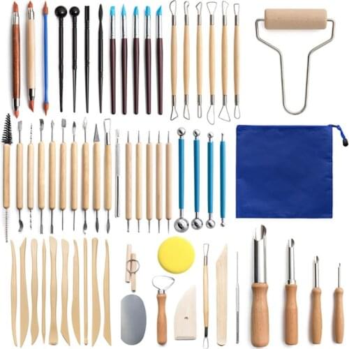 11/21/25/61 Pcs Arts Crafts Clay Sculpting Tools Pottery Carving Tool kit Pottery Ceramics Wooden Handle Modeling Clay Tools