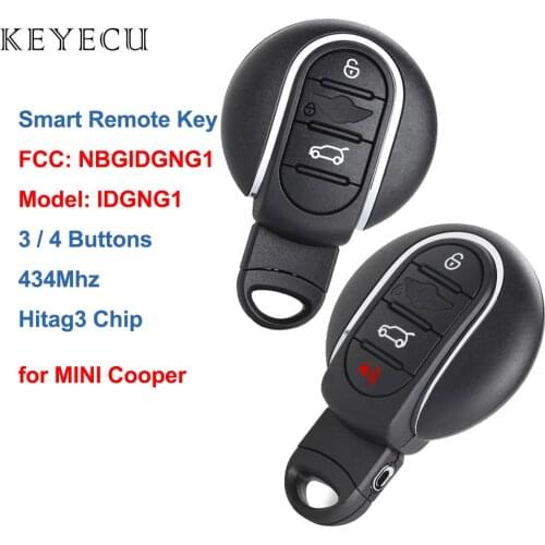 Keyecu Smart Remote Car Key Fob 3/4 Button 434MHz for BMW Mini Cooper 2015 2016 2017 2018 2019 FCC ID: NBGIDGNG1 Model: IDGNG1