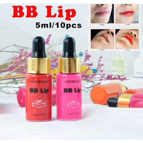 10pcs Korean Lips Gloss Ampoule BB Lips Glow Serum Microneedle BB Cream Pigment 5ml Mesotherapy Treatment Beauty Coloring Kit