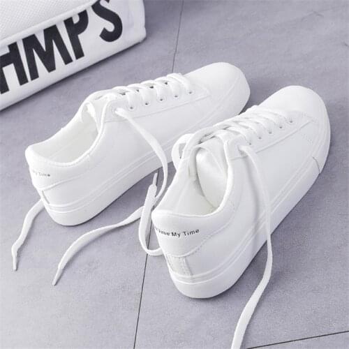 Fashion Shoes Womens Vulcanize Shoes Spring New Casual Classic Solid Color PU Leather Shoes Women Casual White Shoes Sneakers