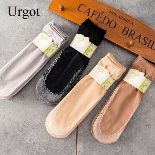 Urgot Hot Sale!5pairs=10pcs Women Velvet Socks Cotton Bottom Female Socks Summer Thin Cool Silk Transparent Womens Socks Meias